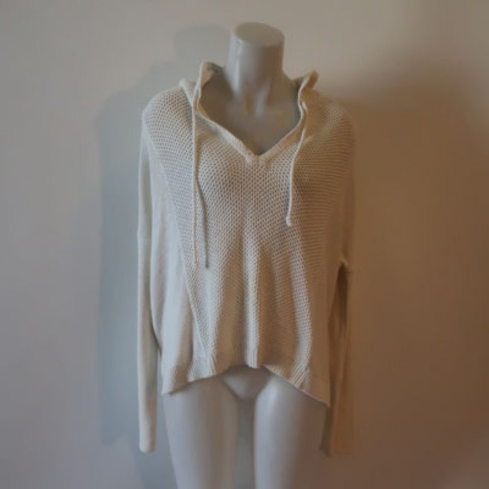 Womens Splendid Cream Knit Hooded Sweater XL*